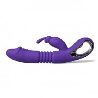 Thrusting Rabbit Vibe. 12 Thrusting & 12 Vibrating Functions, Heating, Silicone, Rechargeable, PURPLE